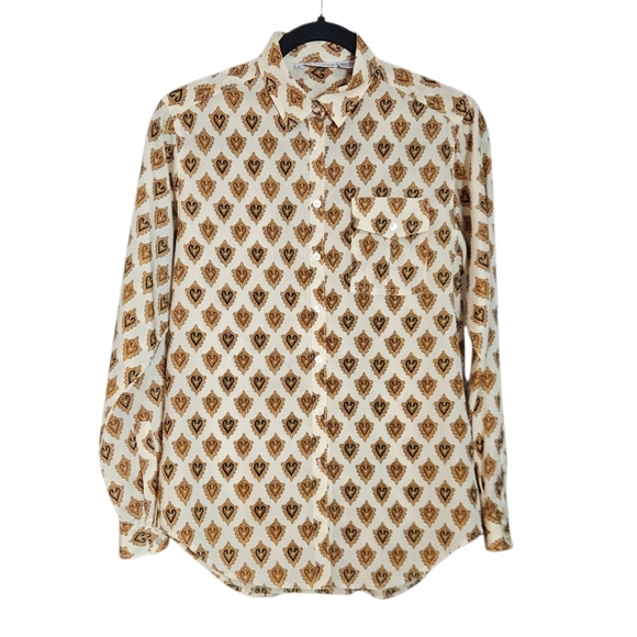 Vintage Tops - Vintage Liz Claiborne Paisley Heart Blouse 90s Button Down Shirt Women's size 6
